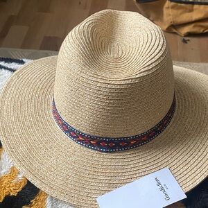 Goodfellow & Co Tan Straw Hat with Patterned Band